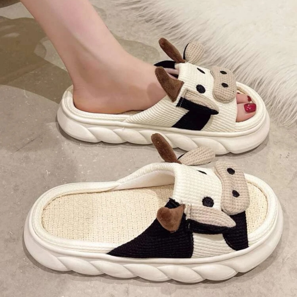 Women's Cute Cow Head Element Stylish Comfortable Open Toe Thick Sole Non-Slip